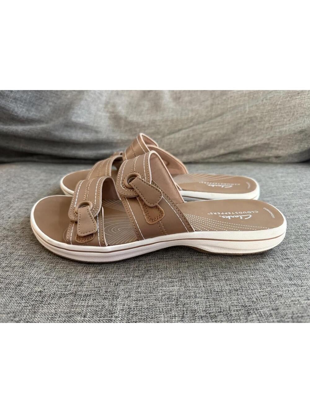 Clarks Women Cloudsteppers Breeze Maye Beige Slip On Sandals Womens Size 9 - Picture 4 of 12